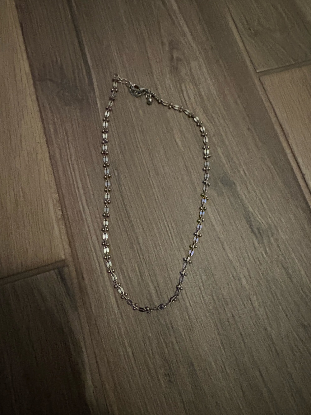Delicate Silver Crystal Beaded Necklace - Women's Jewelry